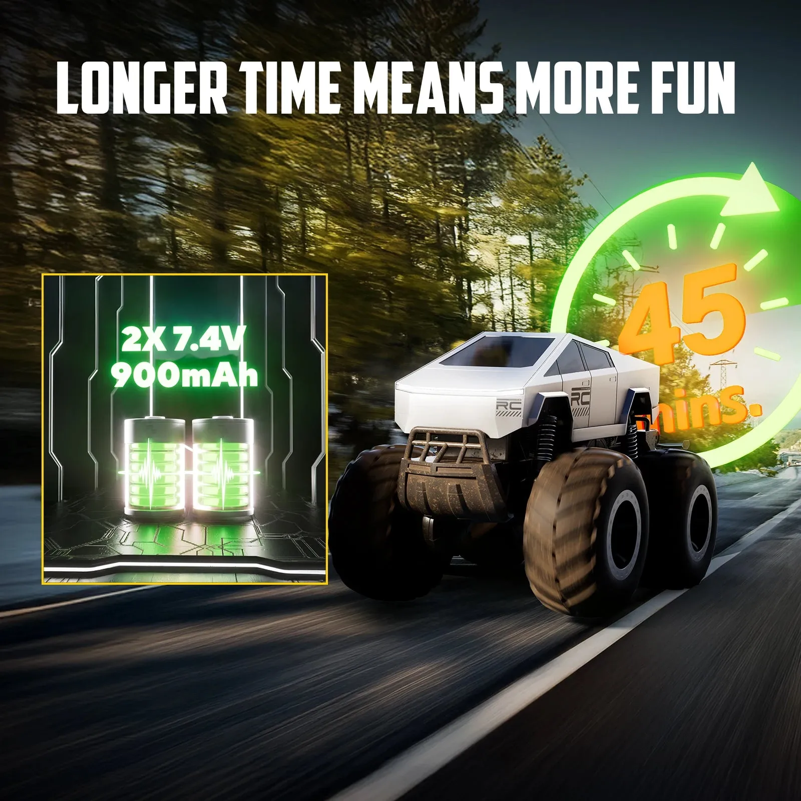 4WD Cybertruck-Inspired RC Truck | Amphibious, 360° Spins, Waterproof
