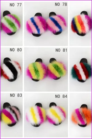 {5-7 days wait for make} New Color Fox Fur Slides F639