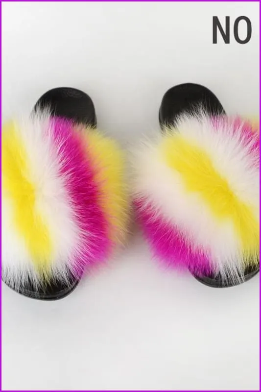 {5-7 days wait for make} New Color Fox Fur Slides F639