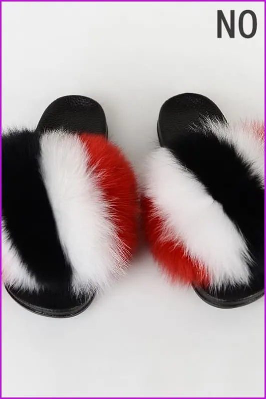 {5-7 days wait for make} New Color Fox Fur Slides F639