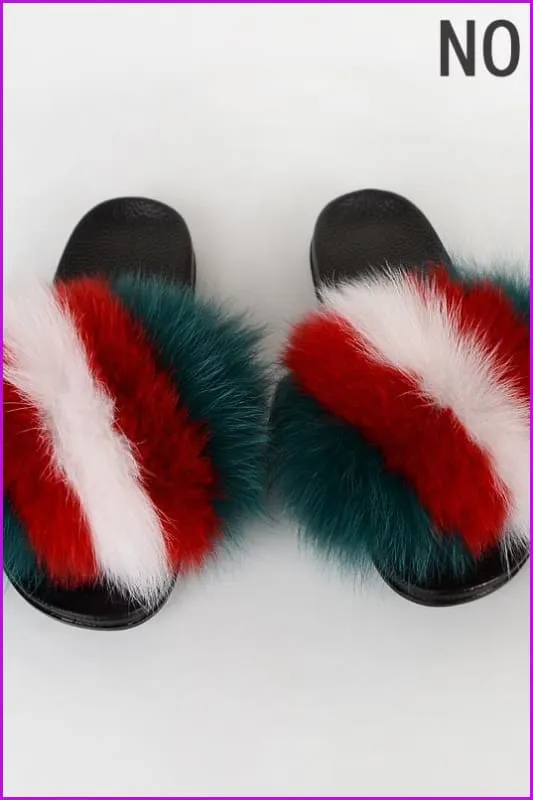 {5-7 days wait for make} New Color Fox Fur Slides F639