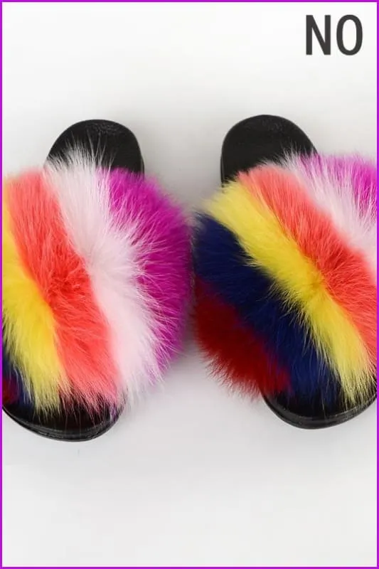 {5-7 days wait for make} New Color Fox Fur Slides F639