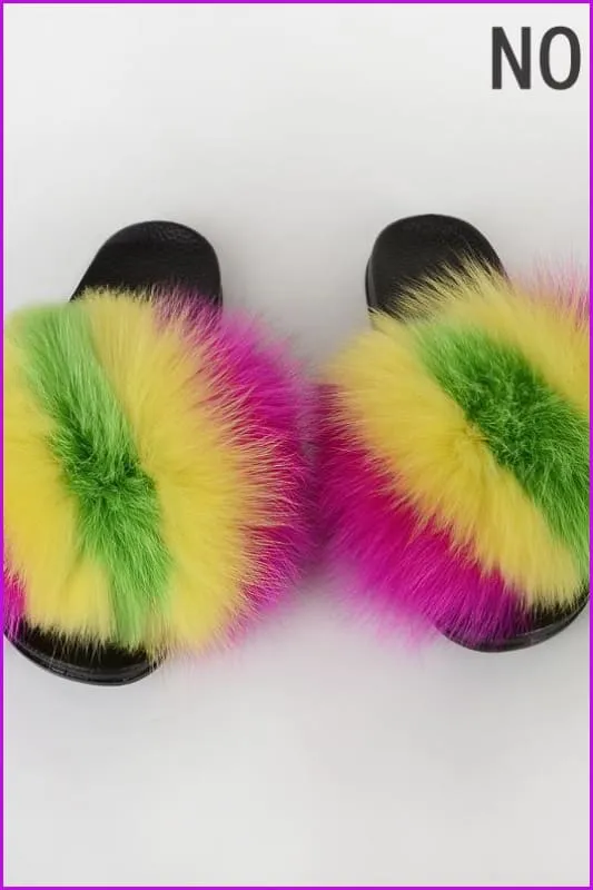 {5-7 days wait for make} New Color Fox Fur Slides F639
