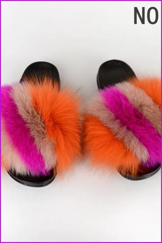 {5-7 days wait for make} New Color Fox Fur Slides F639