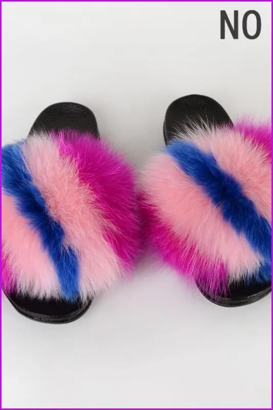 {5-7 days wait for make} New Color Fox Fur Slides F639