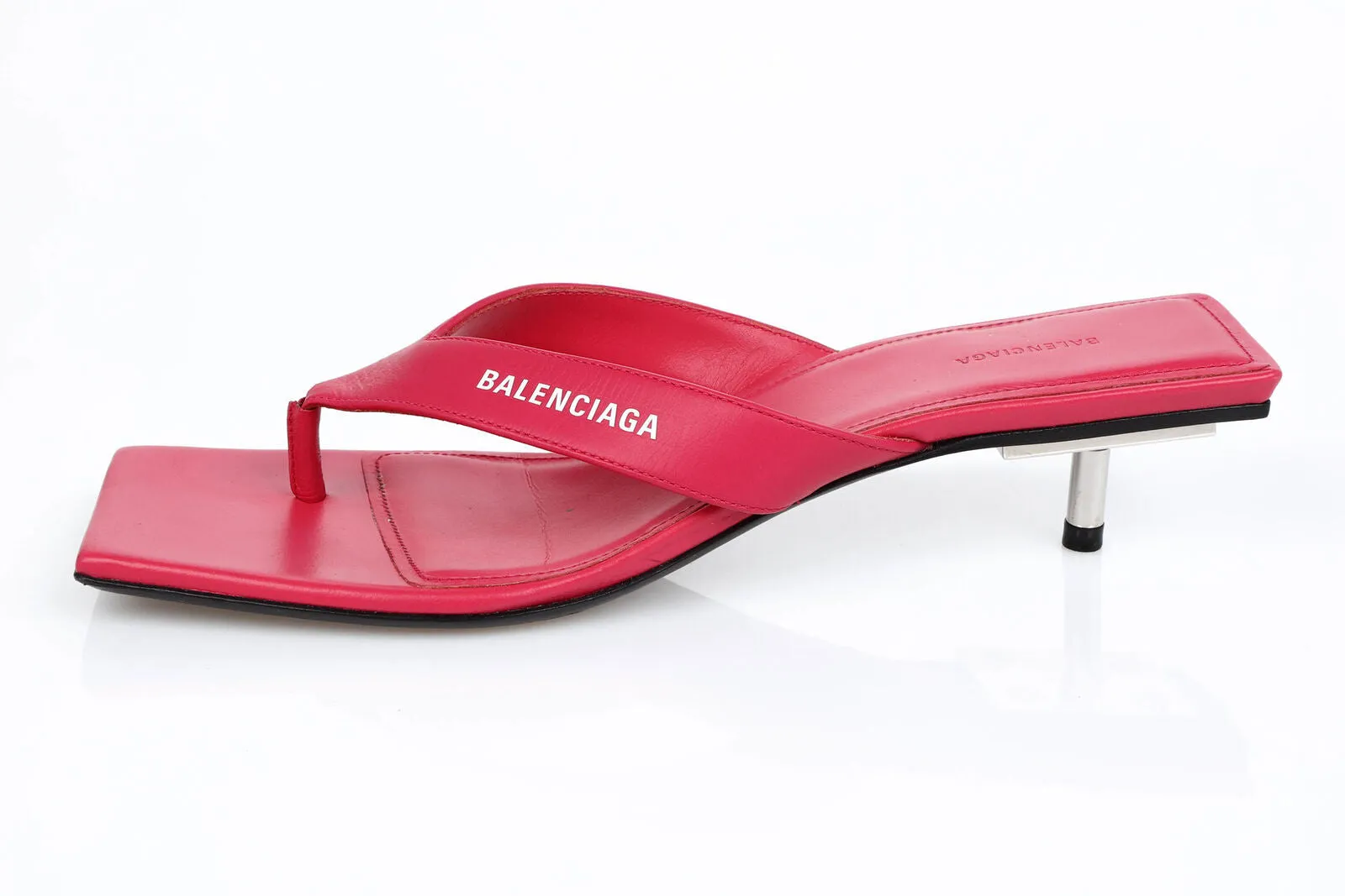 BALENCIAGA SQUARE TOE LEATHER THONG SANDAL