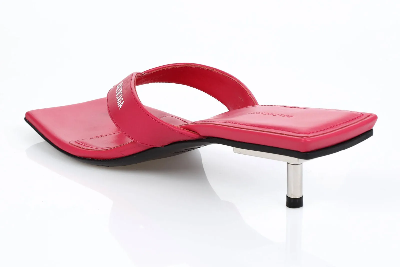 BALENCIAGA SQUARE TOE LEATHER THONG SANDAL