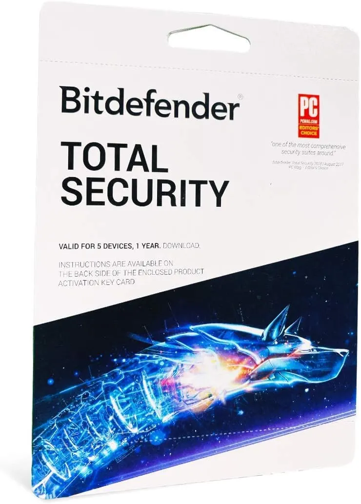 Bitdefender Total Security 2025  Complete Antivirus and Internet Security Suite  5 Devices | 1 Year Subscription | PC/Mac | Activation Code by Mail
