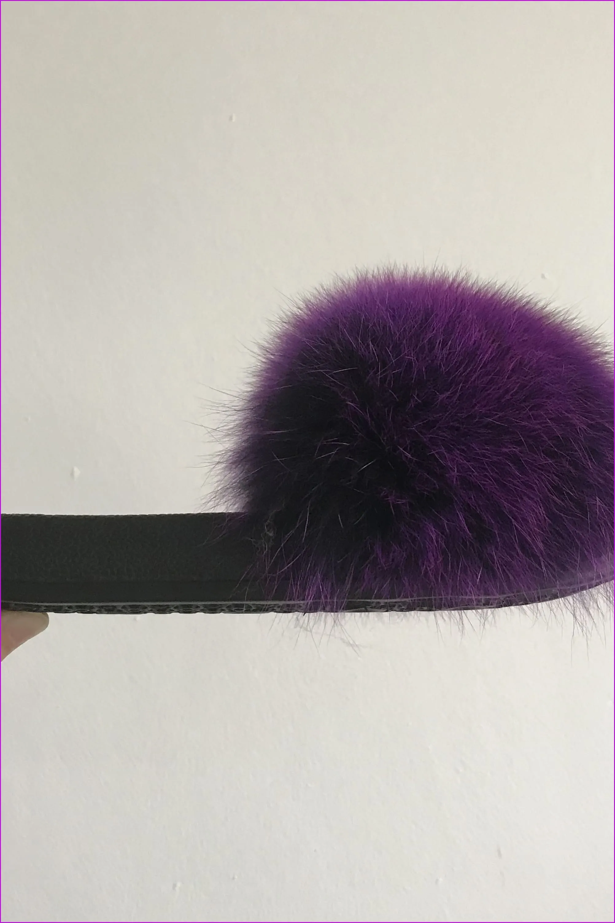 Black Mixed Purple Fox Full-Pelt Fur Sliders DF003