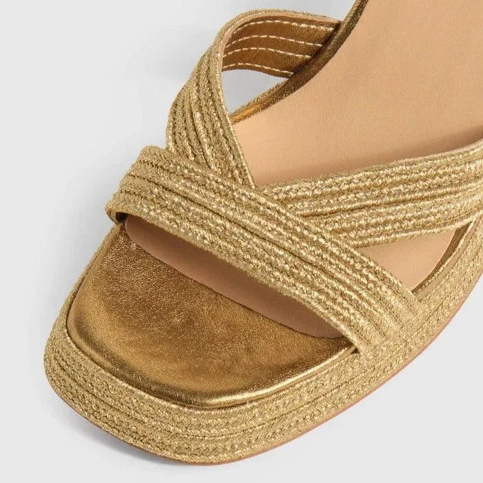 Castañer Valle Gold Platform Sandal