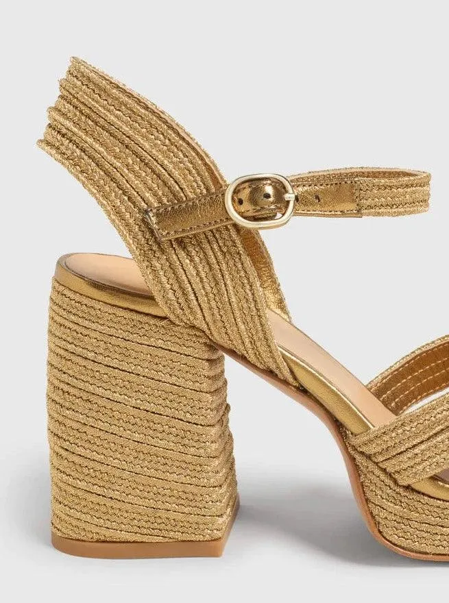 Castañer Valle Gold Platform Sandal