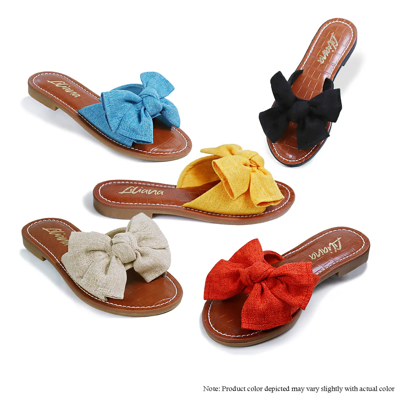 CLARISSA-1 CROC FOOTBED BOW SANDAL - TANGERINE