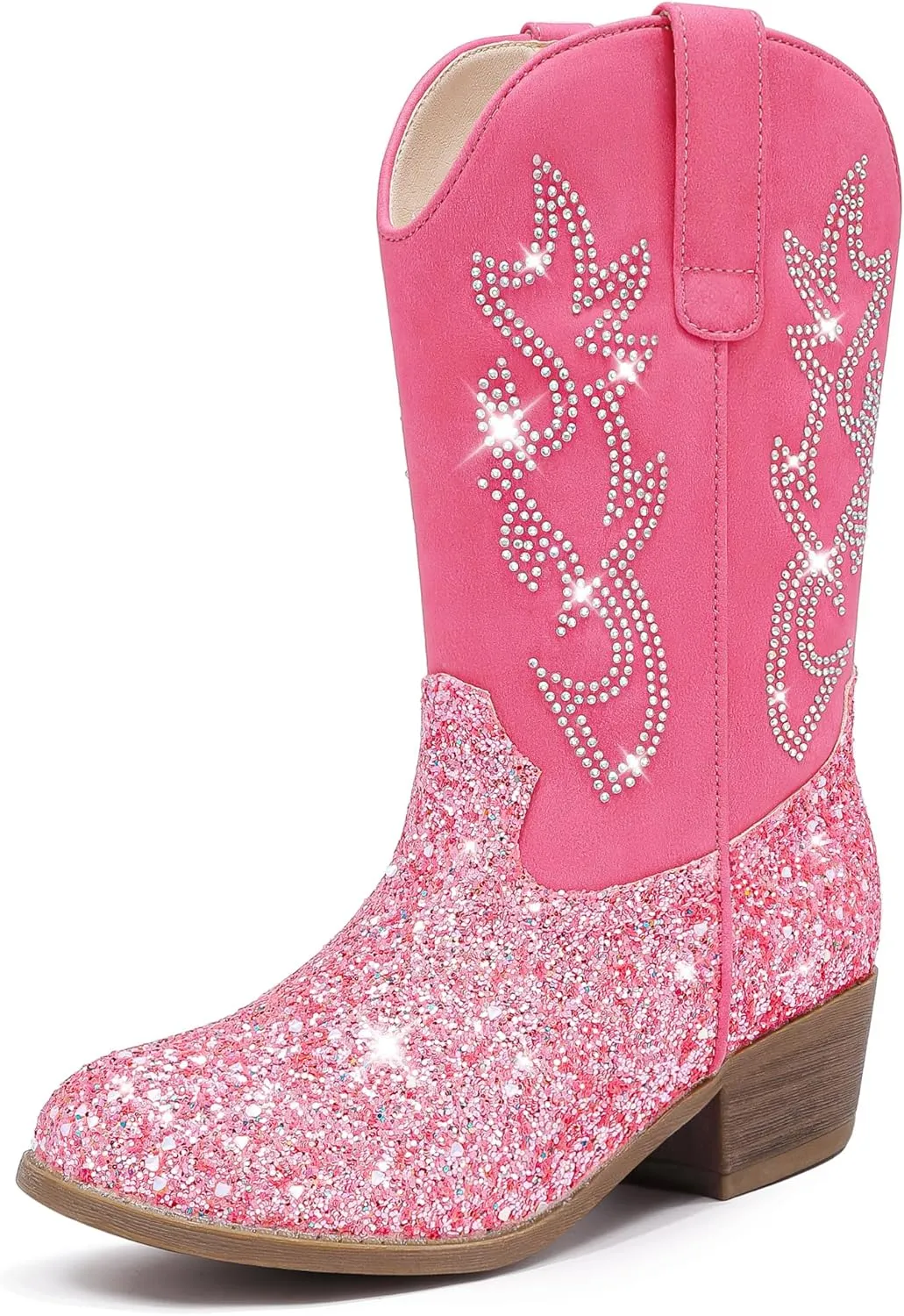 Cowboy Boots for Girls Pointed Toe Kids Cowgirl Boots Mid Calf Western Youth Cowgirl Boots Horse Riding Party for Toddler Little Big Kids