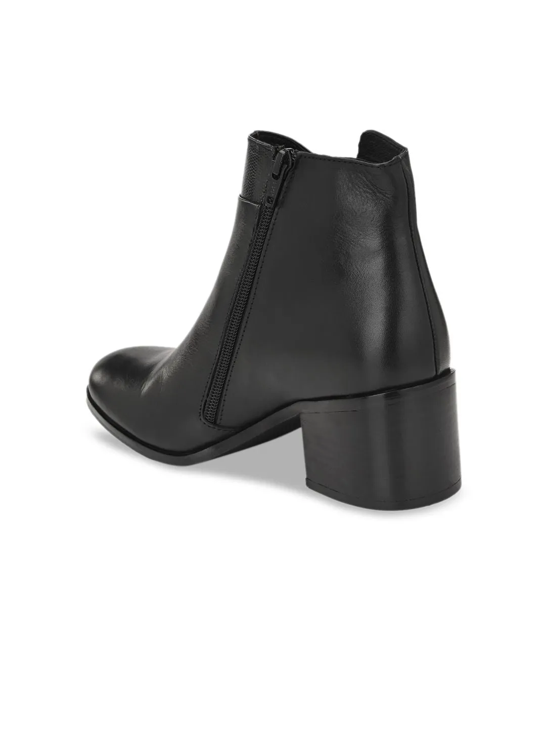 Delize Women Black Solid Faux Leather Heeled chelsea Boots