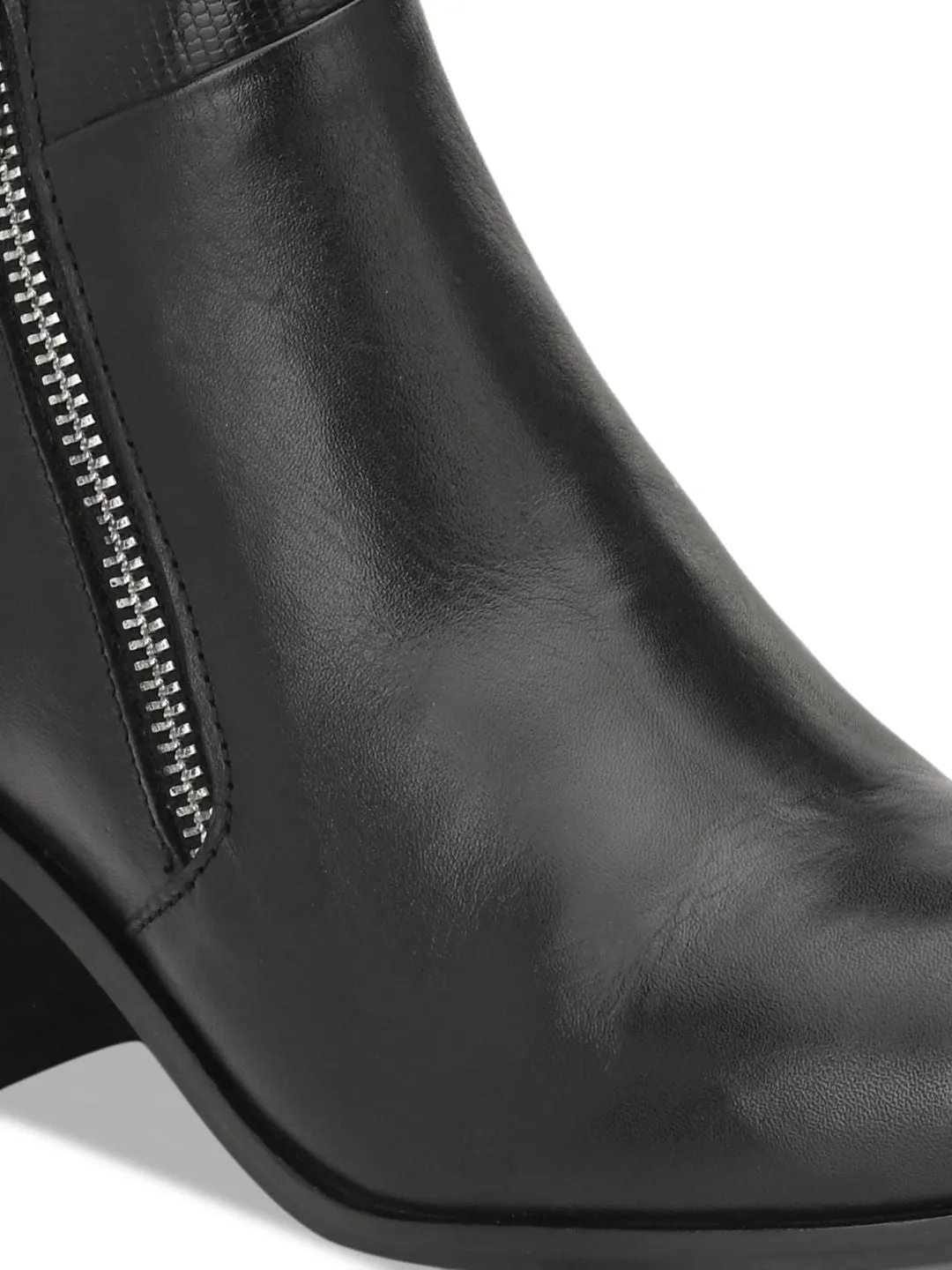 Delize Women Black Solid Faux Leather Heeled chelsea Boots