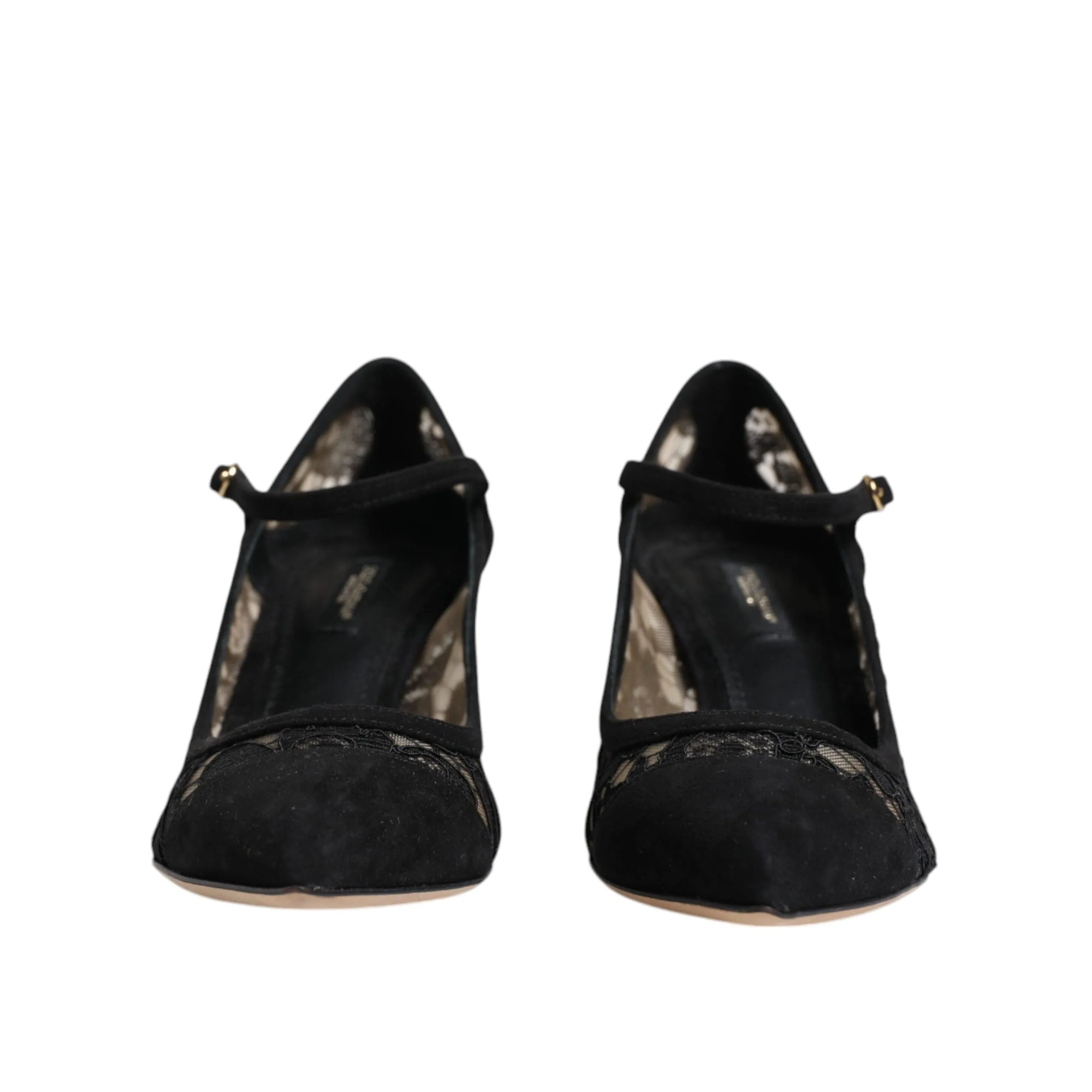 Dolce & Gabbana Black Mary Jane Taormina Lace Pumps Shoes