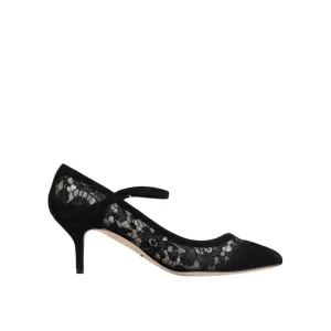 Dolce & Gabbana Black Mary Jane Taormina Lace Pumps Shoes