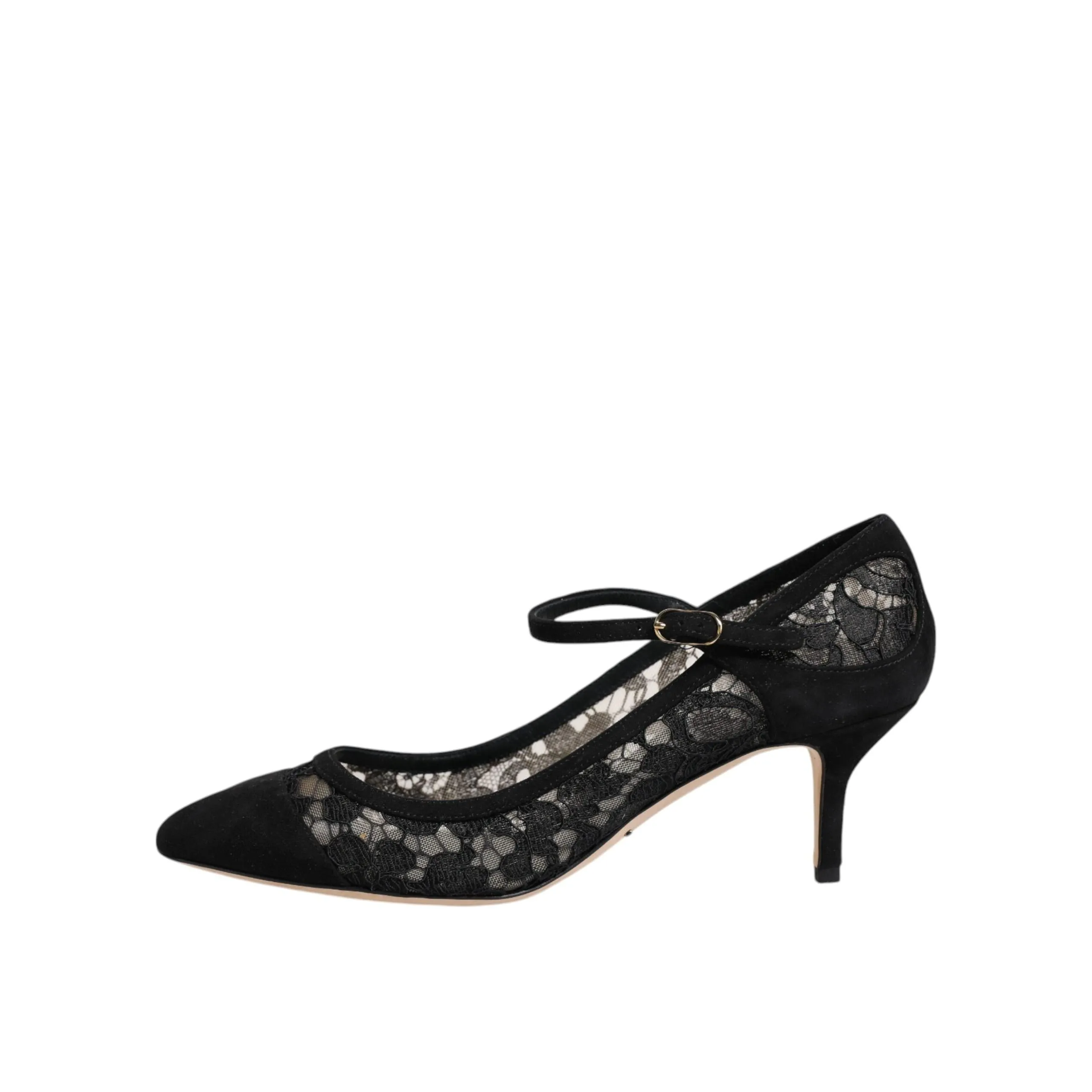 Dolce & Gabbana Black Mary Jane Taormina Lace Pumps Shoes