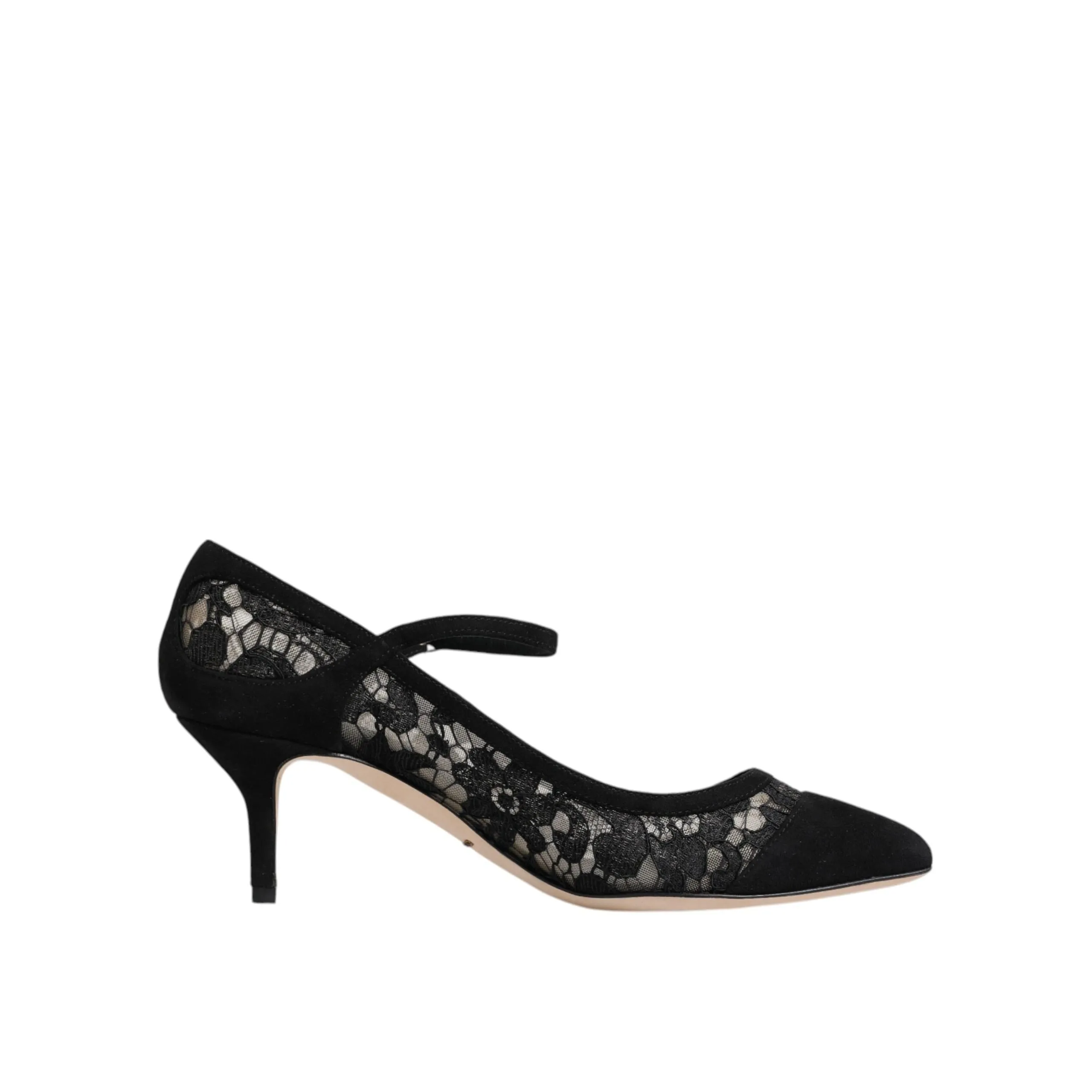 Dolce & Gabbana Black Mary Jane Taormina Lace Pumps Shoes
