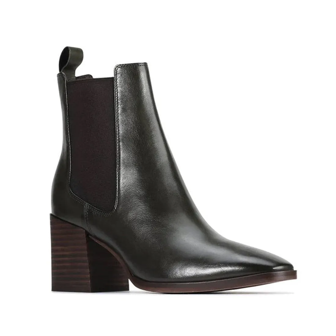 EOS Kelcie Black Leather Boot Chelsea Pull On Womens