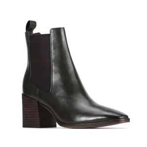 EOS Kelcie Black Leather Boot Chelsea Pull On Womens