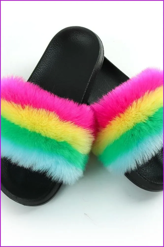 Faux Fake Fur Slides #1 & Candy Bag Set D