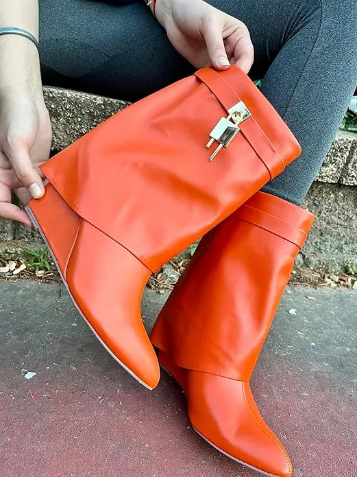 Fold Over Wedge Boots Mutto-2 by Liliana