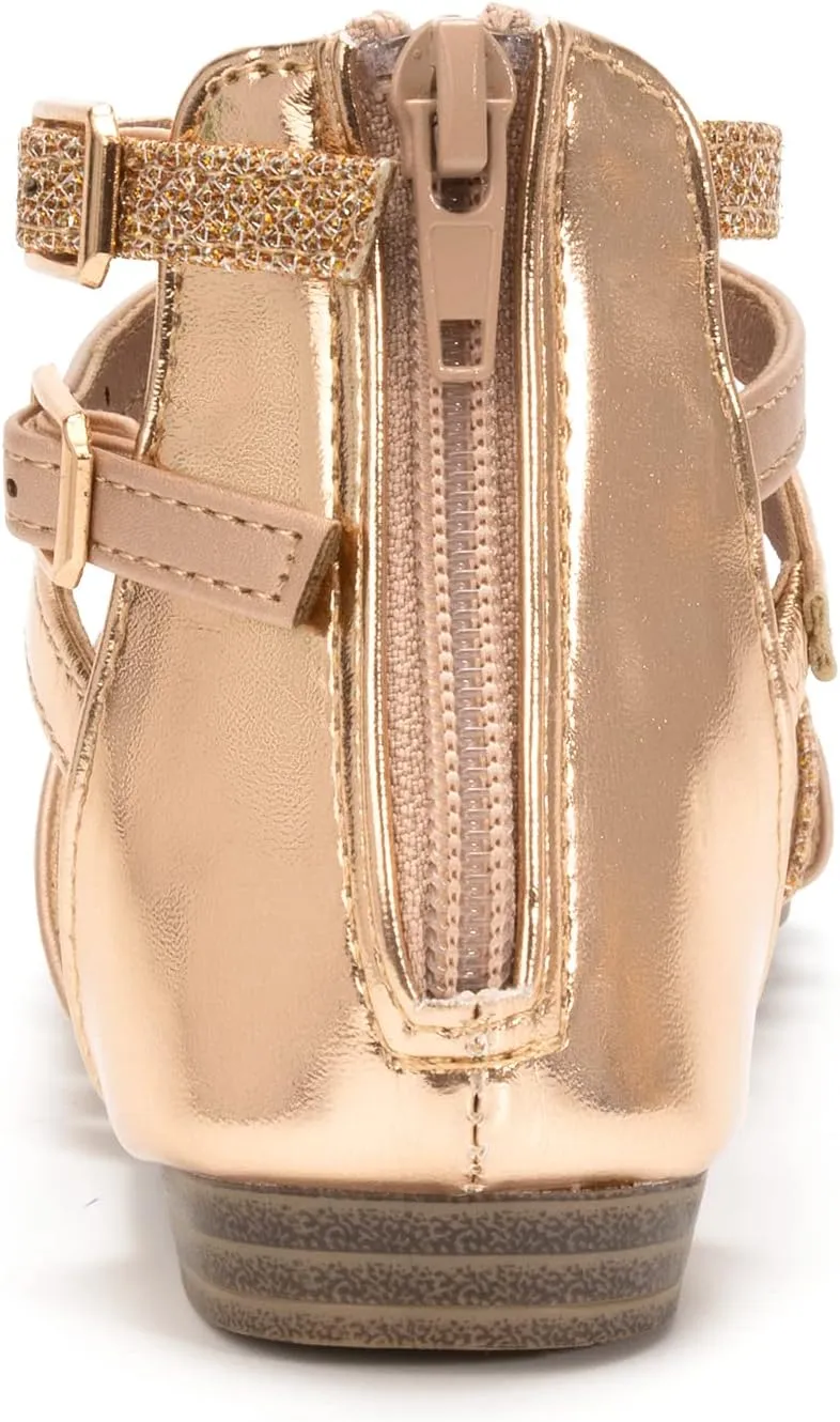 FUNKYMONKEY Girls Gladiator Strap Sandals Flat Fisherman Thong Cross Strappy Sandals