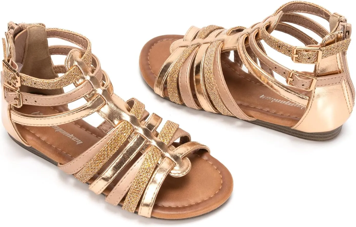 FUNKYMONKEY Girls Gladiator Strap Sandals Flat Fisherman Thong Cross Strappy Sandals
