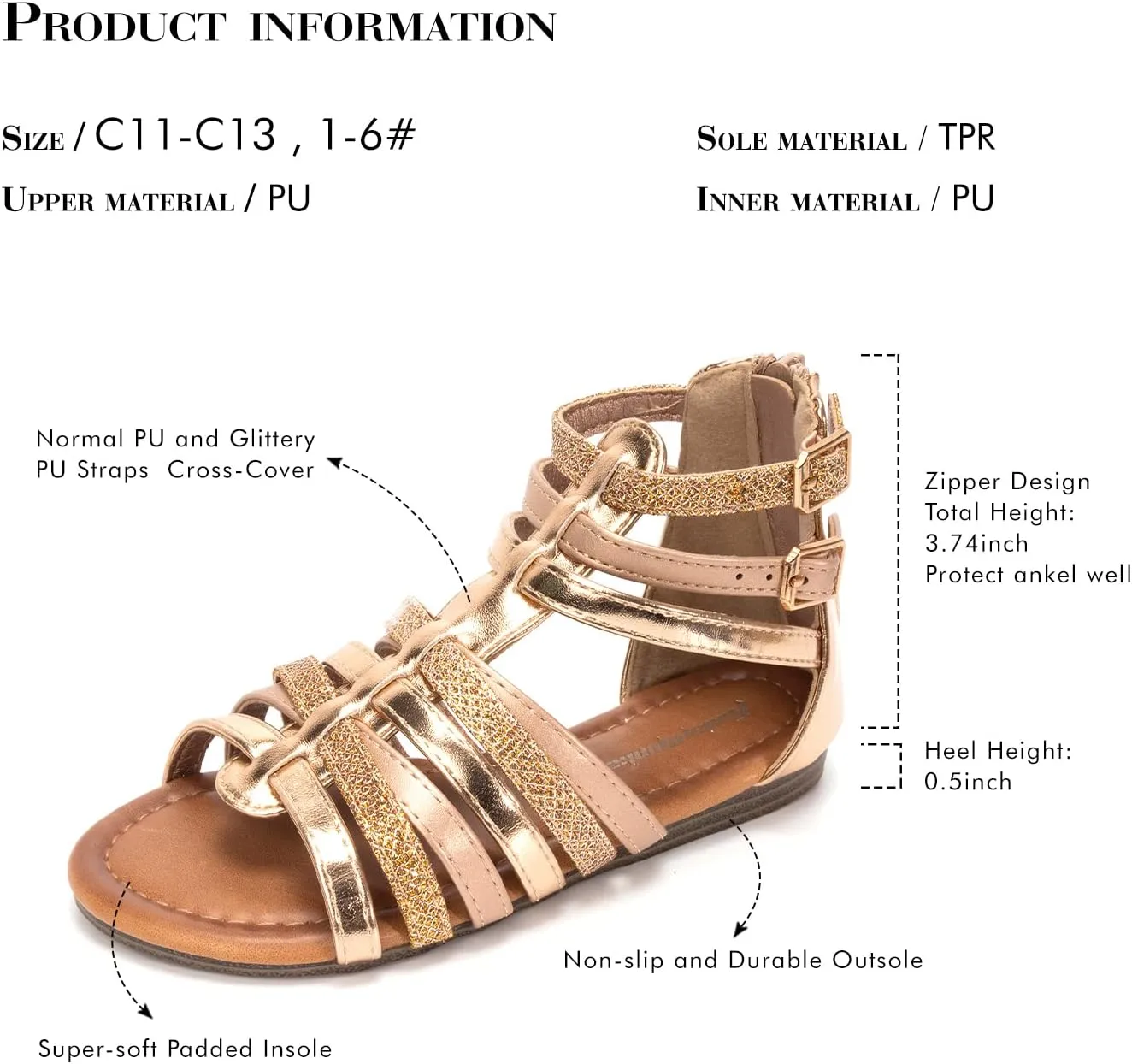 FUNKYMONKEY Girls Gladiator Strap Sandals Flat Fisherman Thong Cross Strappy Sandals