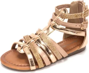 FUNKYMONKEY Girls Gladiator Strap Sandals Flat Fisherman Thong Cross Strappy Sandals