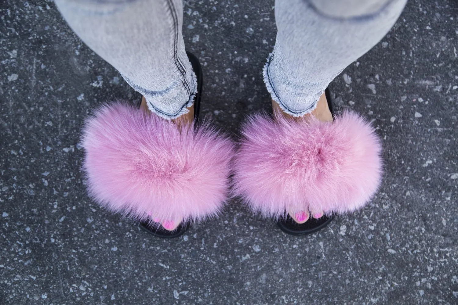 FURPOMS FOX FUR PINK SLIDE