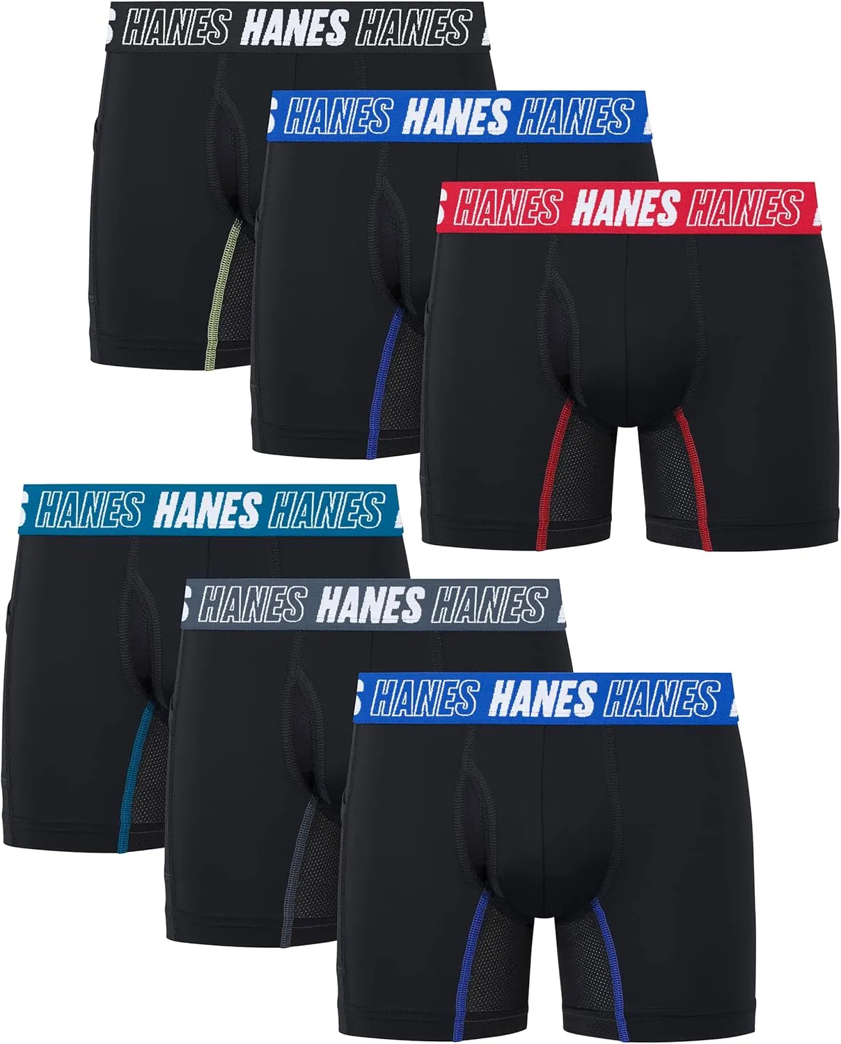 Hanes Moves Underwear, Anti-Chafe Boxer Briefs for Boys, 6-Pack