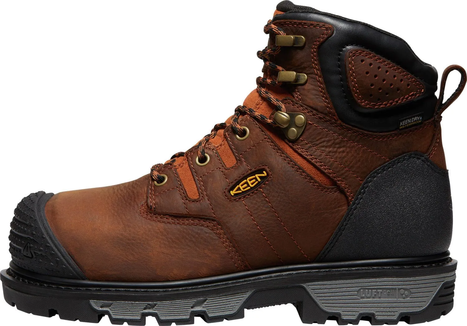 Keen Utility Mens Camden 6in WP CT Brown/Black Leather Work Boots