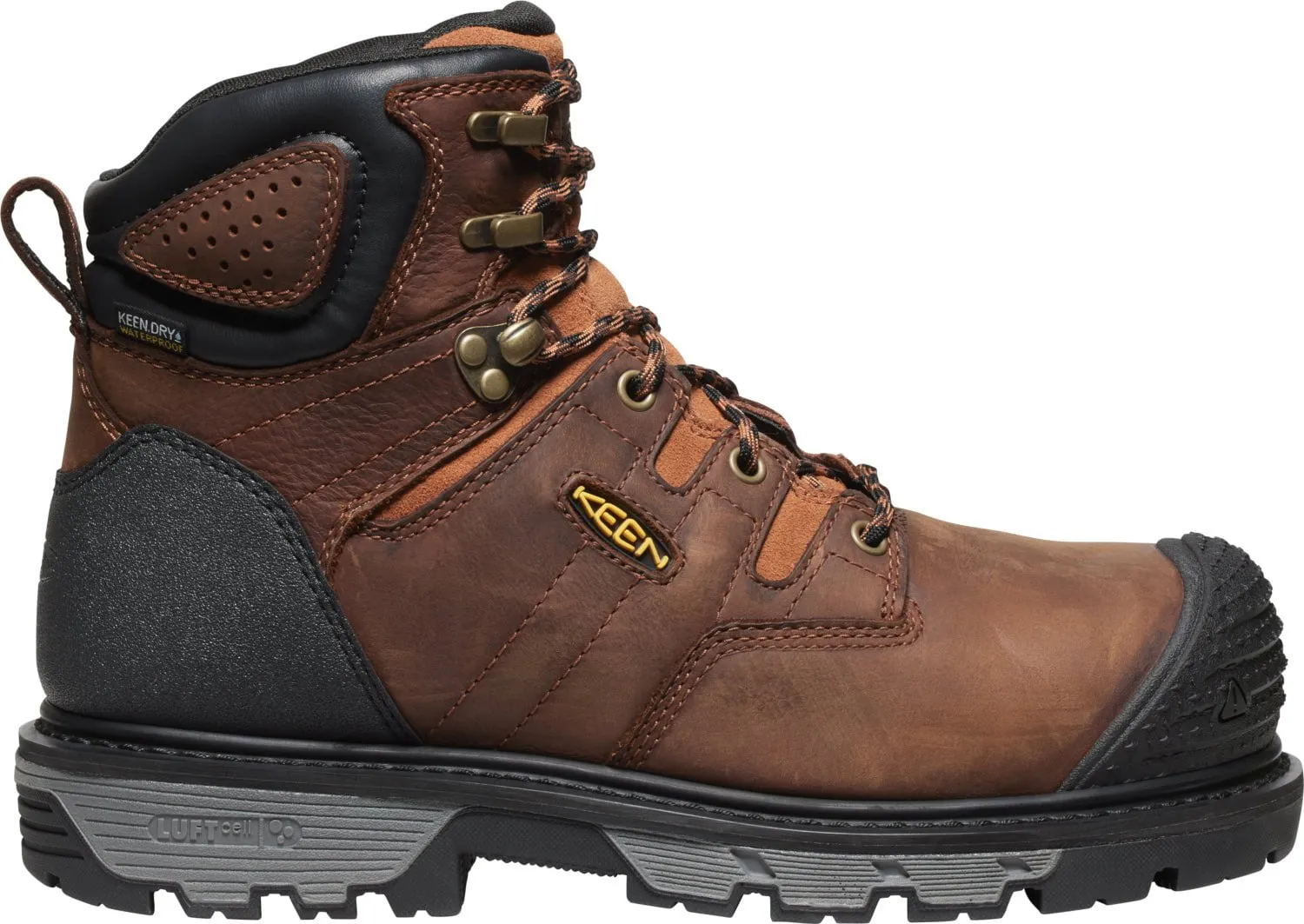 Keen Utility Mens Camden 6in WP CT Brown/Black Leather Work Boots