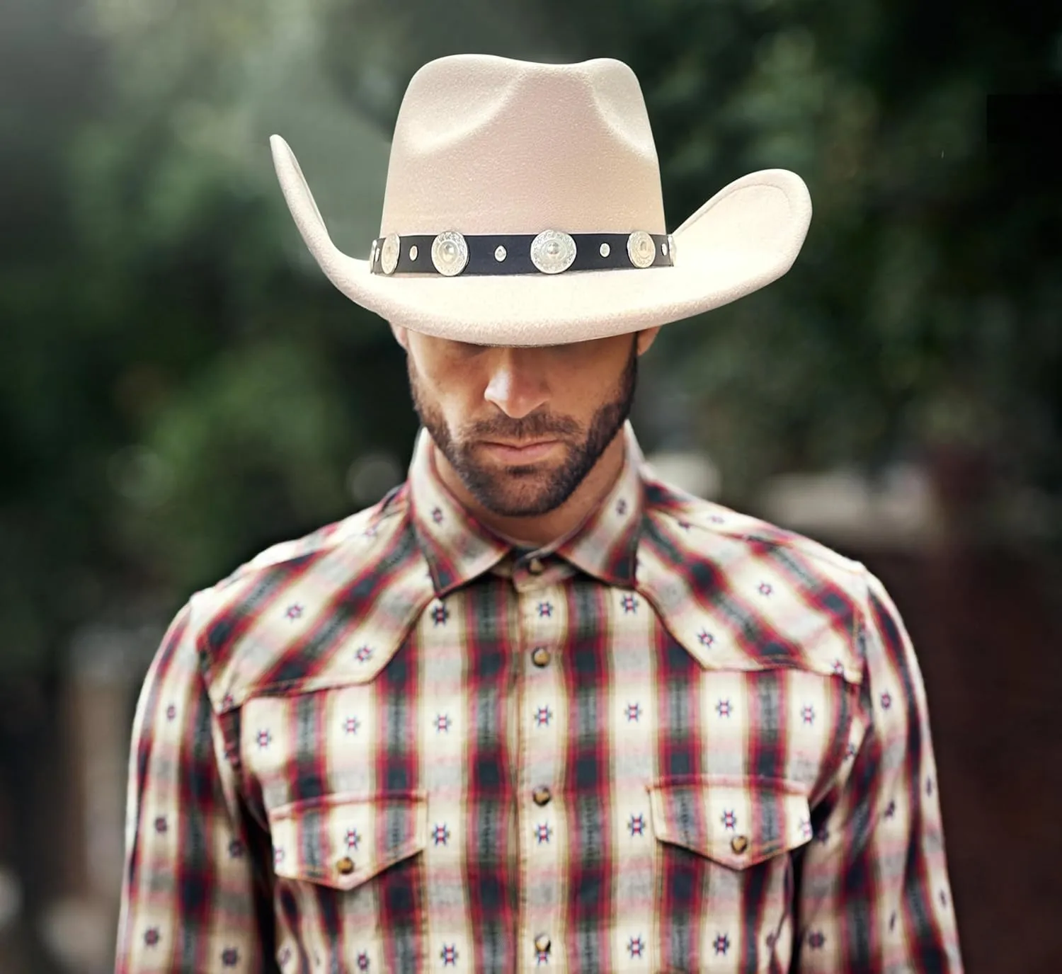 Lanzom Women Men Felt Wide Brim Western Cowboy Hats Belt Buckle Panama Hat