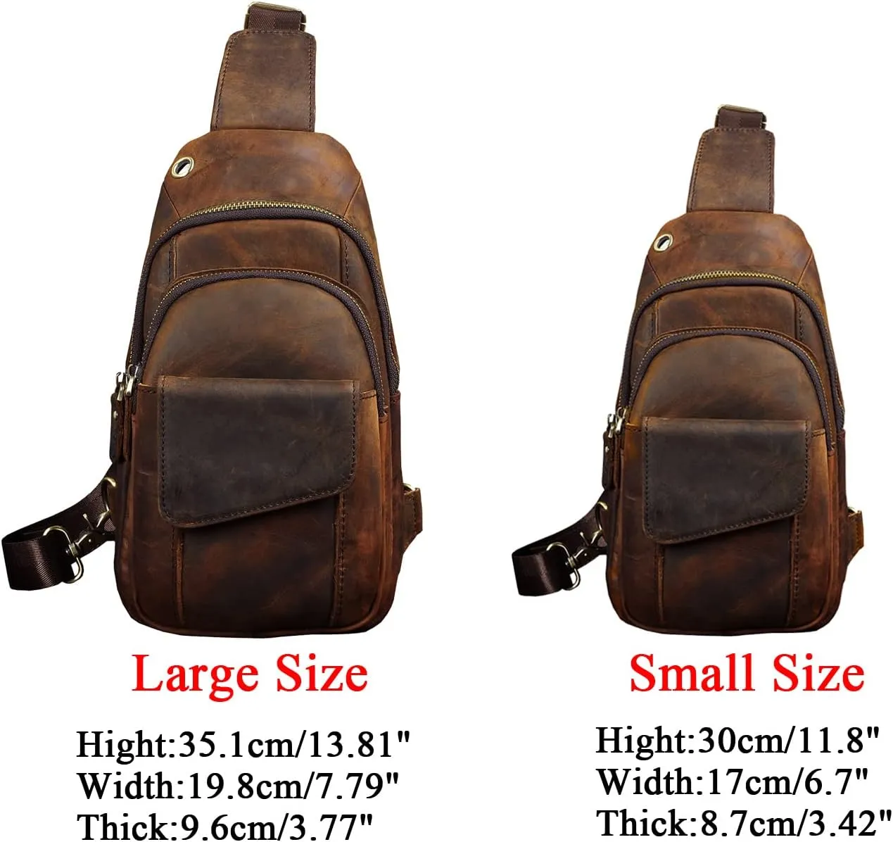 Le'aokuu Men Outdoor Casual Travel Hiking Tea Crossbody Chest Sling Bag Rig One Shoulder Strap Bag Backpack Men Leather