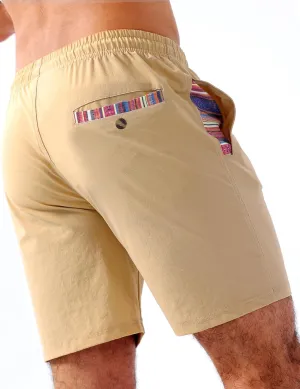 Loopory Mens Casual Shorts-Drawstring Summer Beach Stretch Twill Golf Shorts-Anti-Wrinkle Fabric-5"&7"