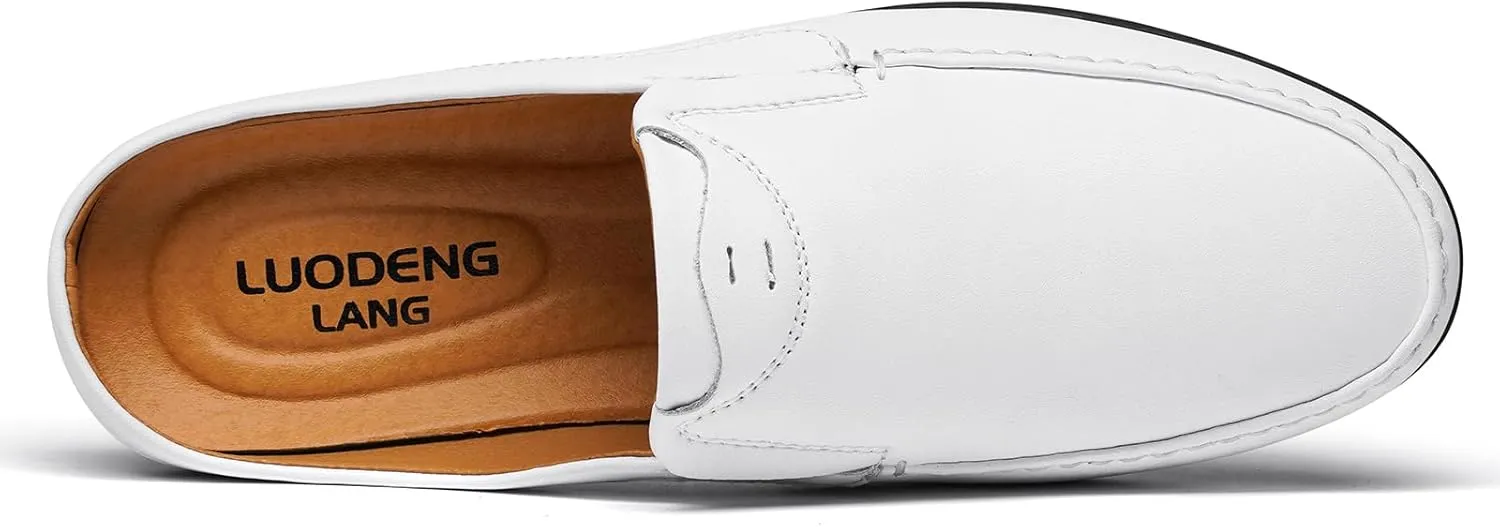 Men??s Slip-On Loafers Handmade Leather Slippers Breathable Comfortable Soft Hand Stitched no-heel Casual Shoes For Men