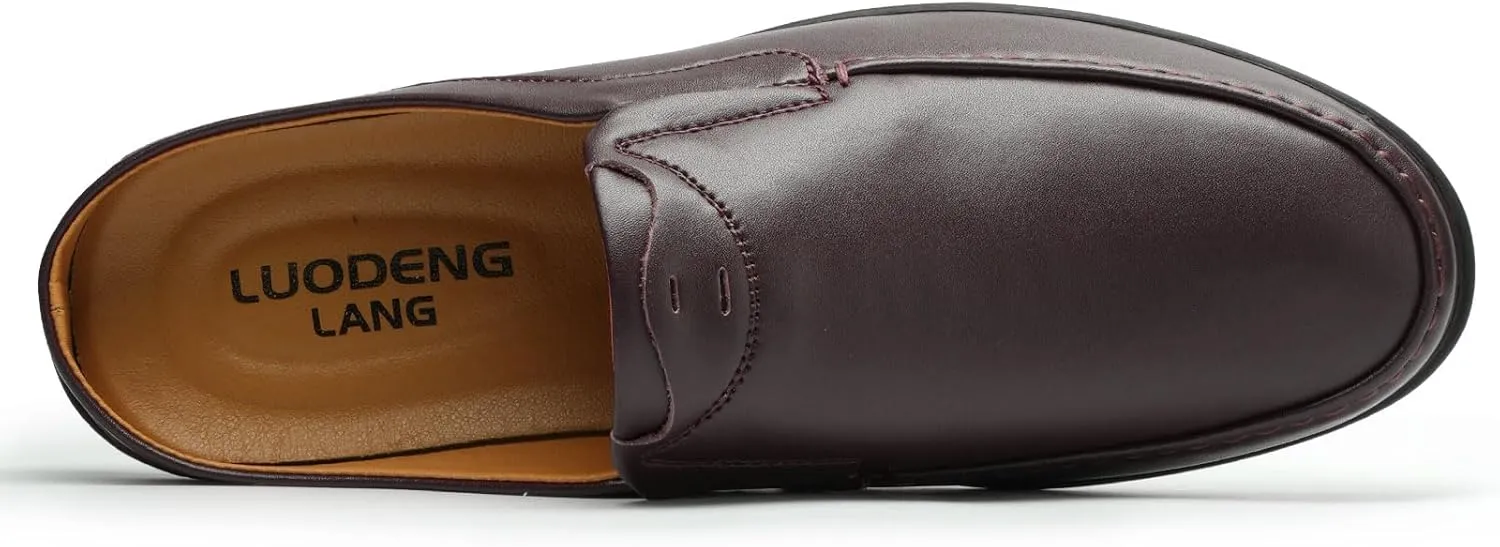 Men??s Slip-On Loafers Handmade Leather Slippers Breathable Comfortable Soft Hand Stitched no-heel Casual Shoes For Men