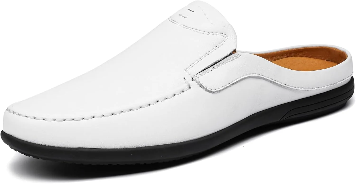 Men??s Slip-On Loafers Handmade Leather Slippers Breathable Comfortable Soft Hand Stitched no-heel Casual Shoes For Men