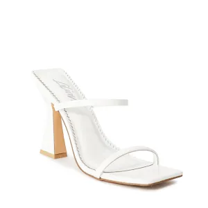 MICHAELA-1 SQUARED STRAPPY TRAPEZOID HIGH HEELS - WHITE