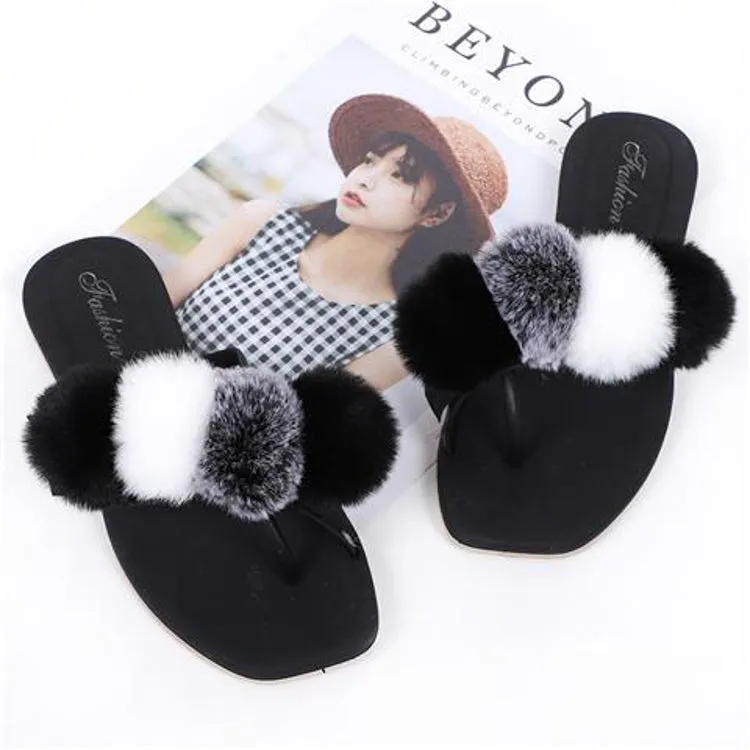 New arrival luxury plush fashion trend faux fur slides for women 2022 fur slippers