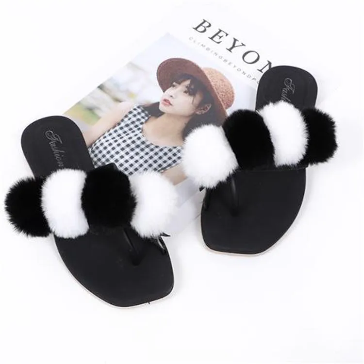 New arrival luxury plush fashion trend faux fur slides for women 2022 fur slippers