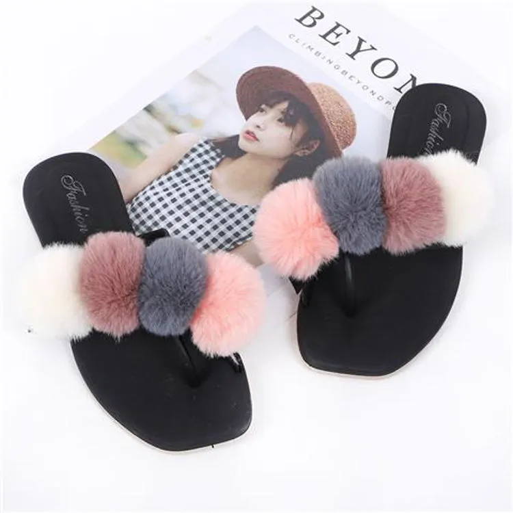 New arrival luxury plush fashion trend faux fur slides for women 2022 fur slippers