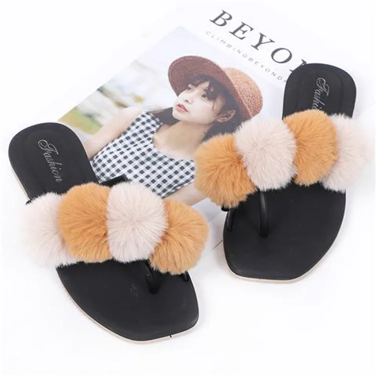 New arrival luxury plush fashion trend faux fur slides for women 2022 fur slippers