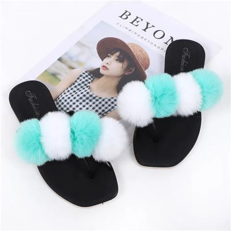 New arrival luxury plush fashion trend faux fur slides for women 2022 fur slippers