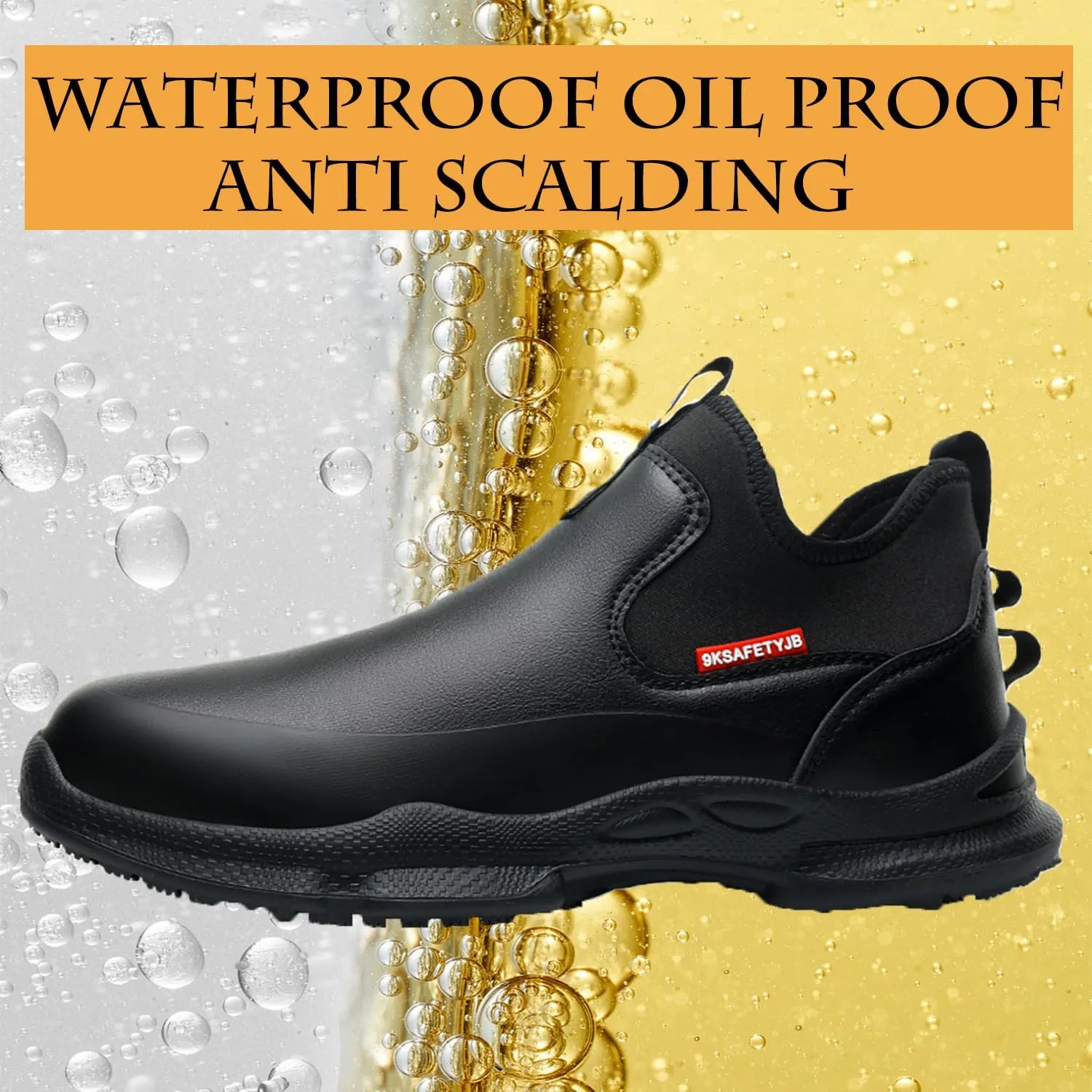 Non Slip Work Shoes Water & Oil Resistant Food Service Shoes Comfortable Slip-On Chef Footwear for Restaurant Hospital