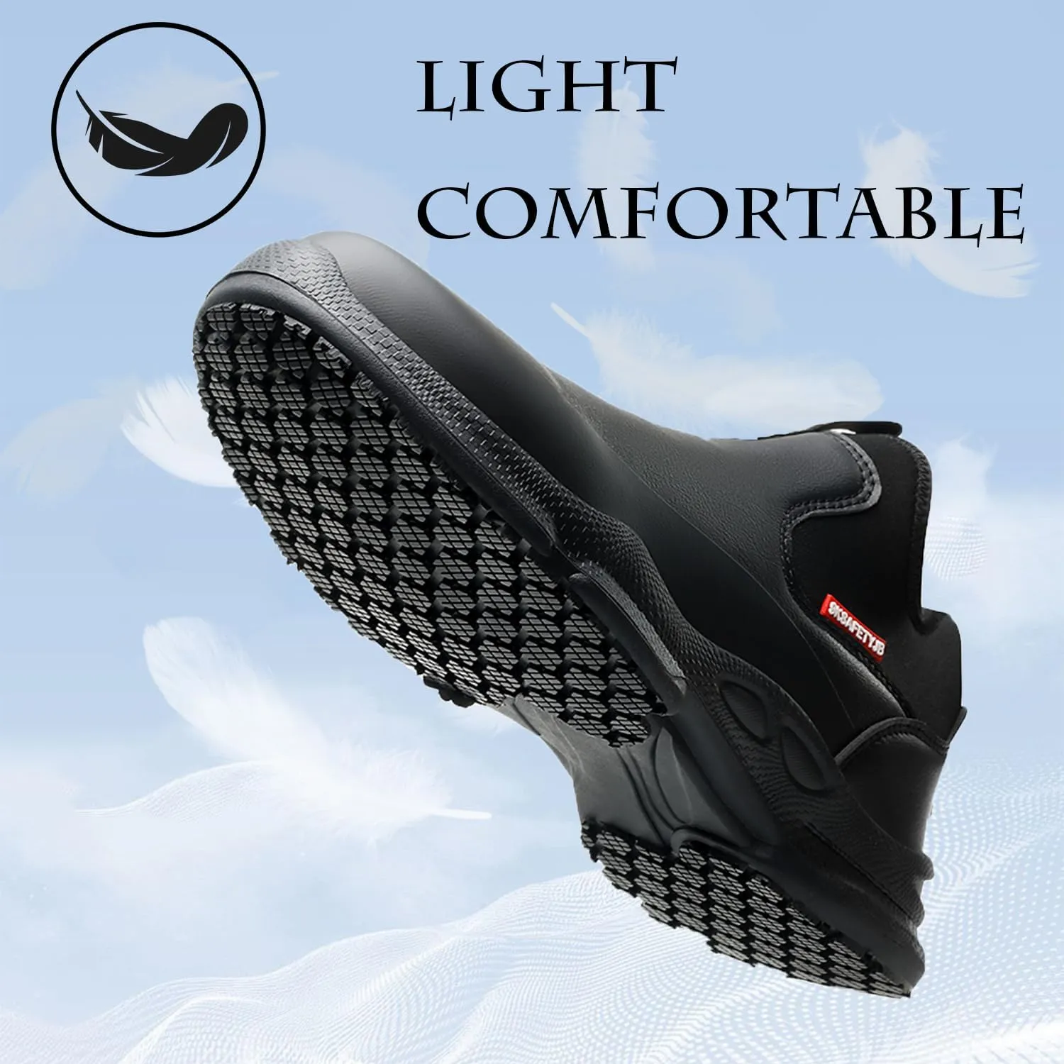 Non Slip Work Shoes Water & Oil Resistant Food Service Shoes Comfortable Slip-On Chef Footwear for Restaurant Hospital
