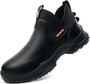 Non Slip Work Shoes Water & Oil Resistant Food Service Shoes Comfortable Slip-On Chef Footwear for Restaurant Hospital